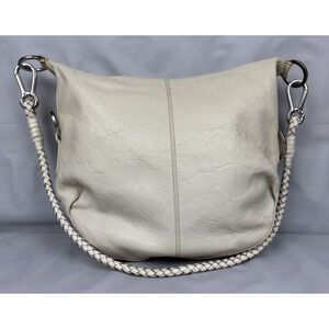 Etienne Aigner Leather Shoulder Bag Purse Ivory Braided Strap